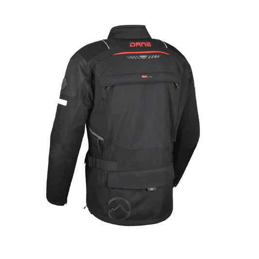motorcycle jacket dane hornum goretex windproof waterproof breathable thermal liner chest pockets ventilation 3d mesh protection black riding alpine touring adventure adv back