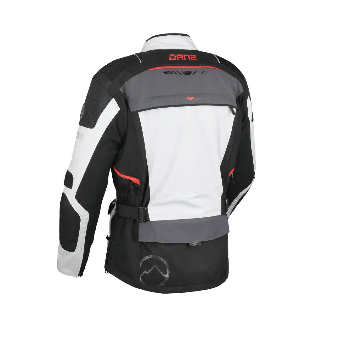 motorcycle jacket dane hornum goretex windproof waterproof breathable thermal liner chest pockets ventilation 3d mesh protection gray red black fluorescent riding alpine touring adventure adv back
