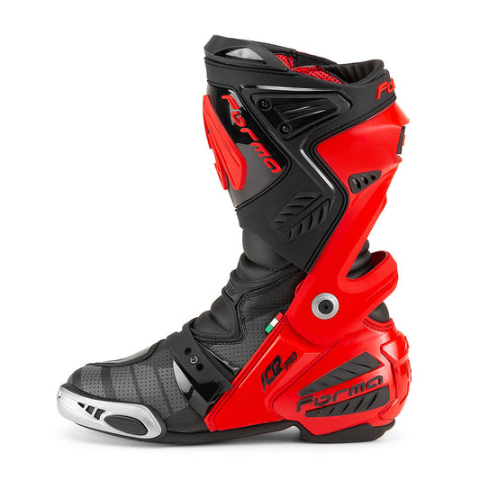 Forma motorcycle boots ice pro flow red black side view racing motogp best gear comfort size alpine gp tech