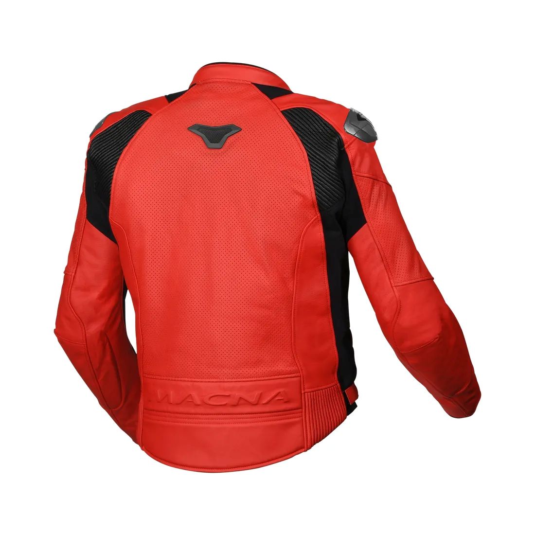 motorcycle jacket macna aviant air leather buffalo risc armax belt loop perforated red touring adventure adv back