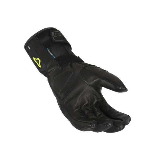 motorcycle gloves macna axista womens ergo thumb eva knuckle waterproof raintex eva double palm goat leather black touring adventure adv palm