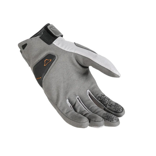 motorcycle gloves macna darko ergo thumb grip print eva knuckle tpr palm beige gray touring adventure adv top