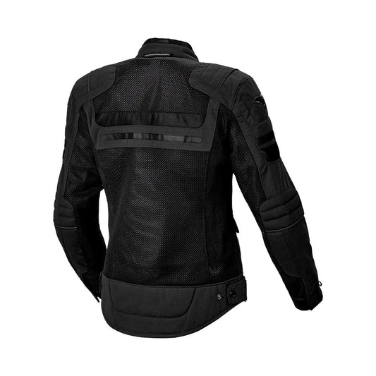 motorcycle jacket macna fluent womens vents ventilation mesh ripstop black touring adventure adv back