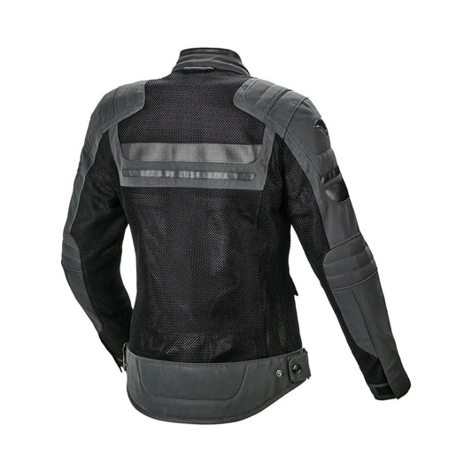 motorcycle jacket macna fluent womens vents ventilation mesh ripstop nighteye black touring adventure adv back