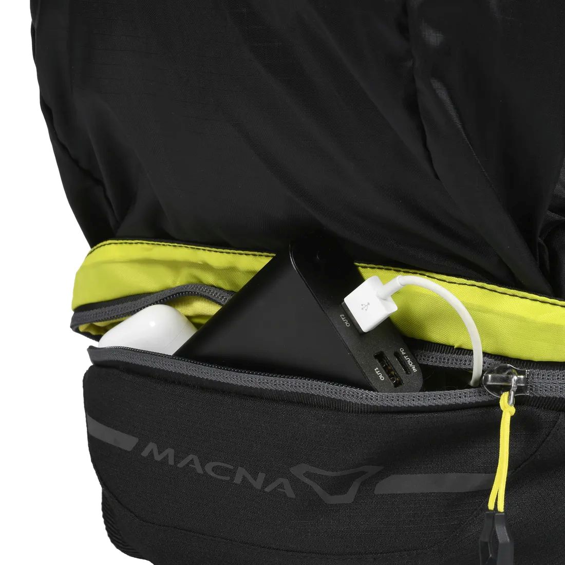 macna motorcycle storage backpack hip bag foldable reflective anti slip adjustable ripstop black