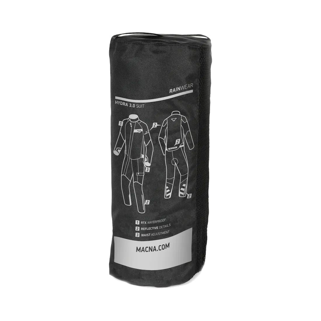 motorcycle rainwear macna hydra rain protection reflection laminated mesh black touring adventure adv travel pouch