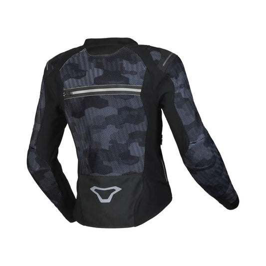 motorcycle jacket macna korus air burst vents ventilation mesh stretch black camo touring adventure adv back