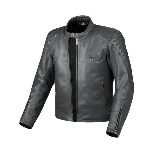 motorcycle jacket macna lance 2.0 l ventilation vents summer risc cow leather gray grey touring adventure adv front open