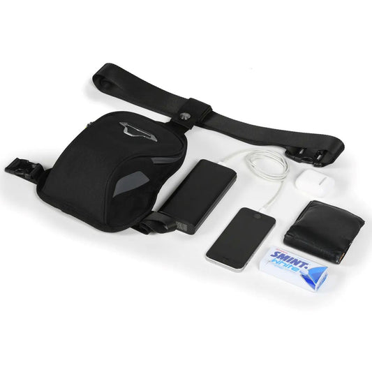 motorcycle leg bag basic waterproof rolltop closure grip print black touring adventure adv example 1