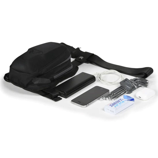 motorcycle leg bag basic waterproof rolltop closure moulded EVA reinforcement black touring adventure adv example 1