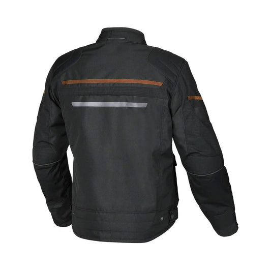 motorcycle jacket macna oryon raintex mesh laminated detachable thermos RISC reflection air vents ventilation black touring adventure adv back