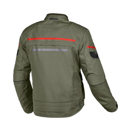 motorcycle jacket macna oryon raintex mesh laminated detachable thermos RISC reflection air vents ventilation green touring adventure adv back