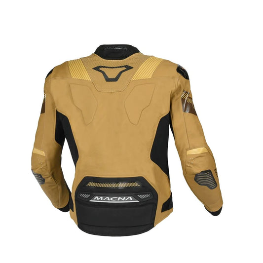 motorcycle jacket macna pointer ventilation vents perforated leather summer risc cow leather brown black touring adventure adv back