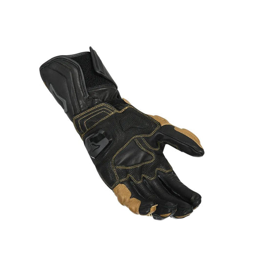 motorcycle gloves macna powertrack armax goat cow kangaroo leather knuckle finger lam protection tpr cuff ergo thumb black gold racing touring adventure adv palm