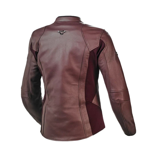 motorcycle jacket macna tequilla womens stretch panels summer risc cow leather red mulberry touring adventure adv back