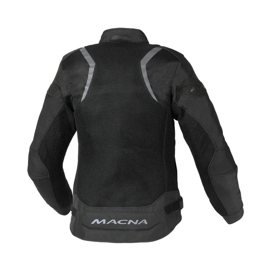 motorcycle jacket macna velotura womens vents ventilation ventilated 3d mesh risc reflection ce protection black touring adventure adv back