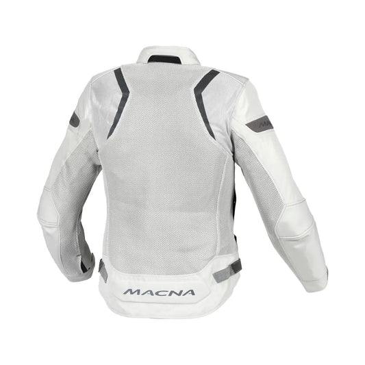 motorcycle jacket macna velotura womens vents ventilation ventilated 3d mesh risc reflection ce protection light gray touring adventure adv back