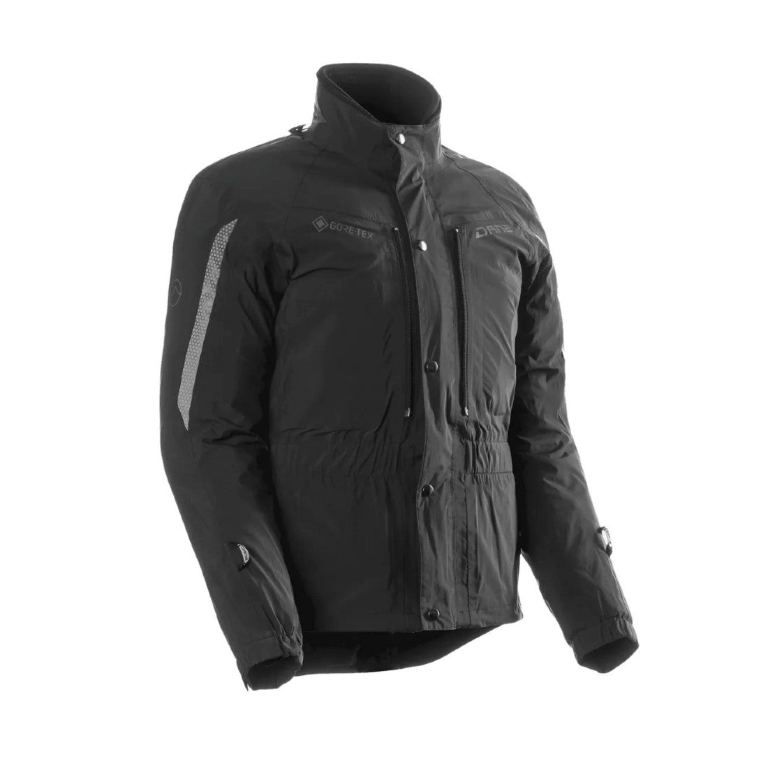 motorcycle jacket dane drakar goretex windproof waterproof sastec protection reflective 3d mesh rain scotchlite silver gray black riding alpine touring adventure adv liner front