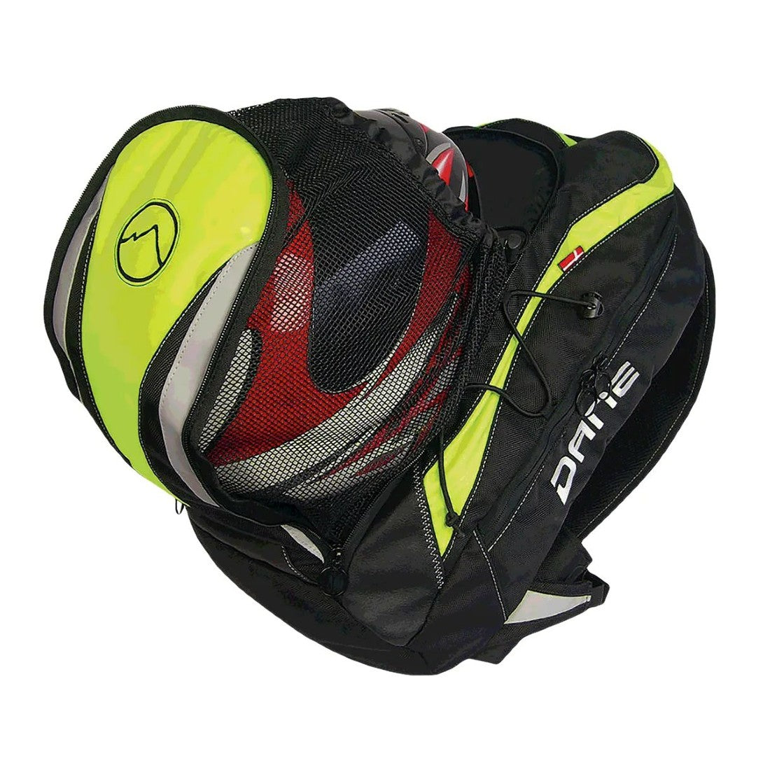 motorcycle backpack dane proji neon storage bag portable reflection quick release black helmet pocket yellow riding alpine touring adventure adv front