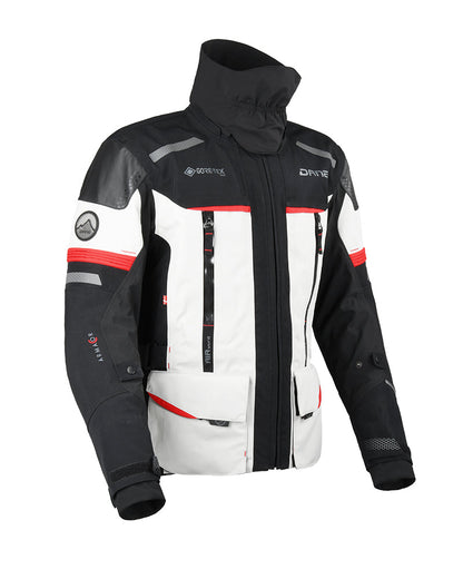 motorcycle jacket dane Bornholm pro goretex waterproof thermal ventilation zipper storm collar 3d mesh riding gear stormcuff gray black racing alpine touring adventure adv front 