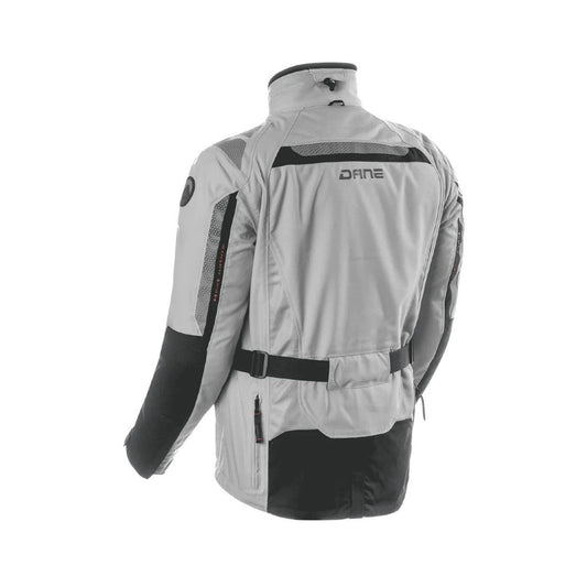 motorcycle jacket dane drakar goretex windproof waterproof sastec protection reflective 3d mesh rain scotchlite silver gray black riding alpine touring adventure adv  gray back