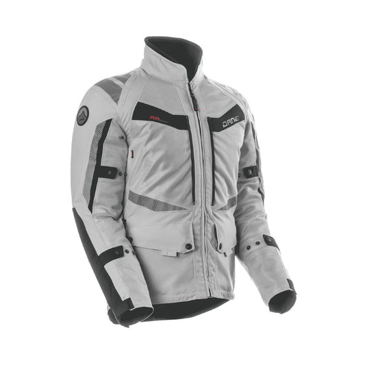 motorcycle jacket dane drakar goretex windproof waterproof sastec protection reflective 3d mesh rain scotchlite silver gray black riding alpine touring adventure adv front gray