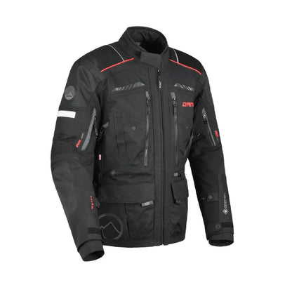 motorcycle jacket dane hornum goretex windproof waterproof breathable thermal liner chest pockets ventilation 3d mesh protection black riding alpine touring adventure adv front