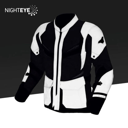 motorcycle jacket macna aerocon waterproof thermal ventilation vents nighteye gray neon yellow touring adventure adv front reflective dark