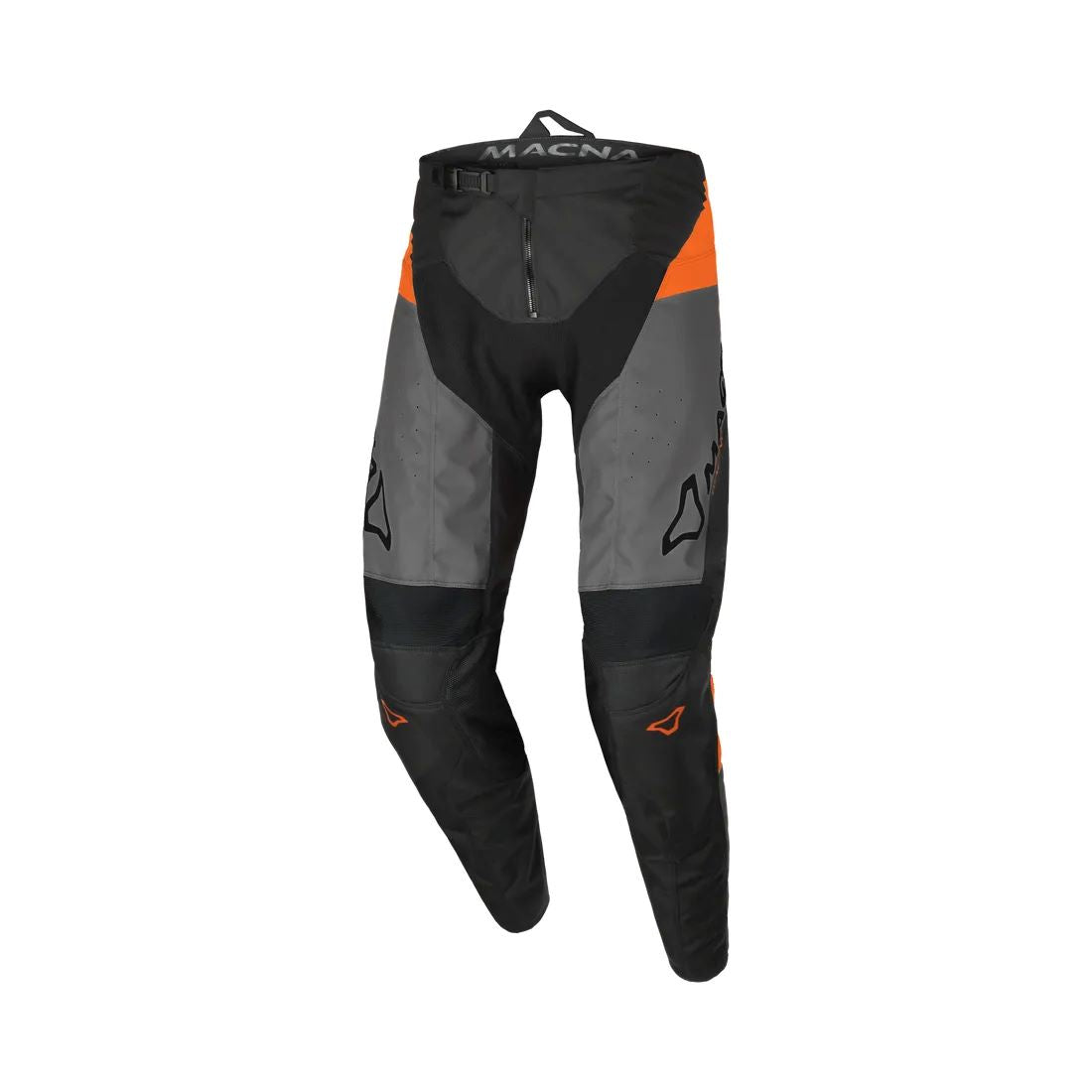 motorcycle pants macna backyard ventilation mesh lining black orange touring adventure adv front
