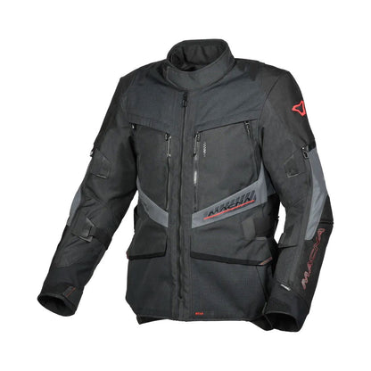 motorcycle jacket macna domane mesh thermos raintex nighteye epg vision tech black touring adventure adv front