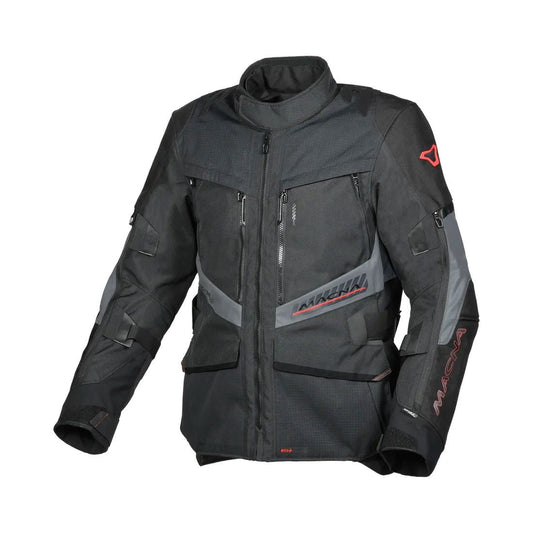 motorcycle jacket macna domane mesh thermos raintex nighteye epg vision tech black touring adventure adv front