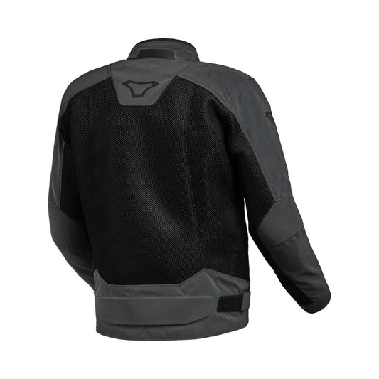 motorcycle jacket macna empire vents ventilation waterproof nighteye raintex black touring adventure adv back