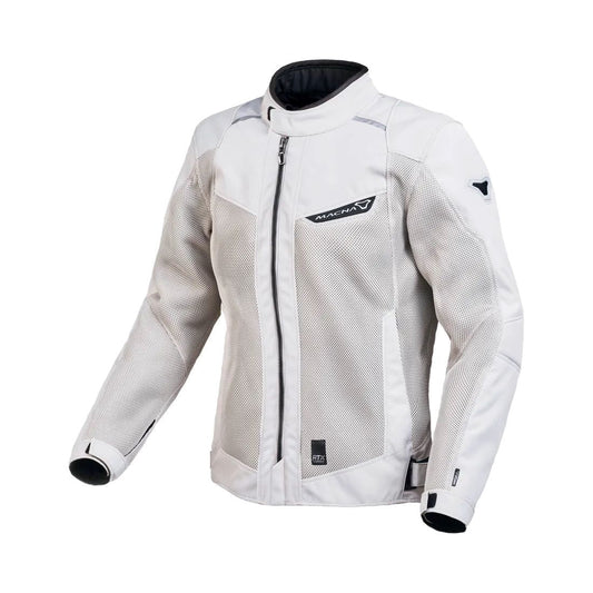 motorcycle jacket macna empire womens vents ventilation waterproof raintex light gray touring adventure adv front