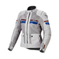 
motorcycle jacket macna fluent womens vents ventilation mesh ripstop light gray red blue touring adventure adv front
