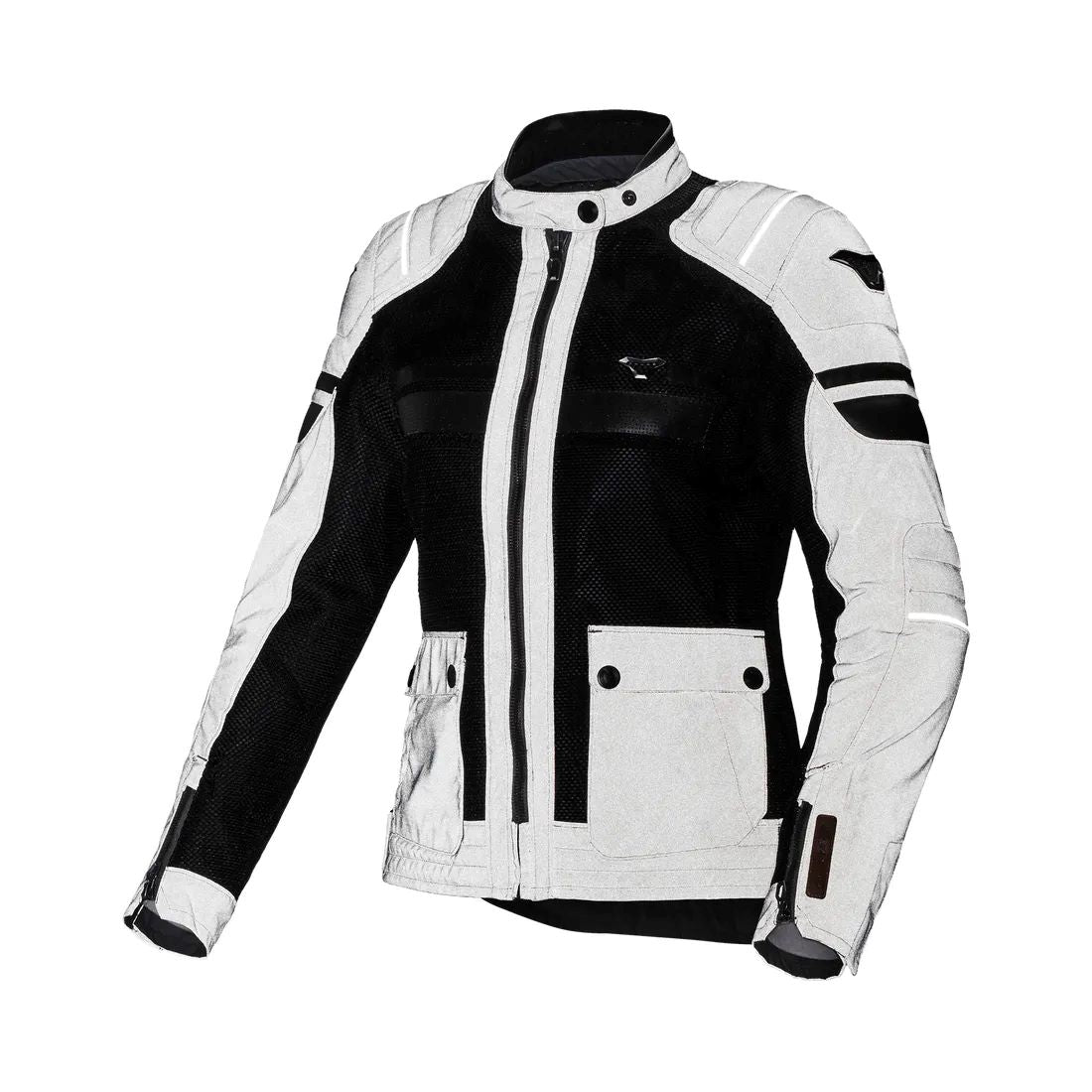 motorcycle jacket macna fluent womens vents ventilation mesh ripstop nighteye black touring adventure adv front