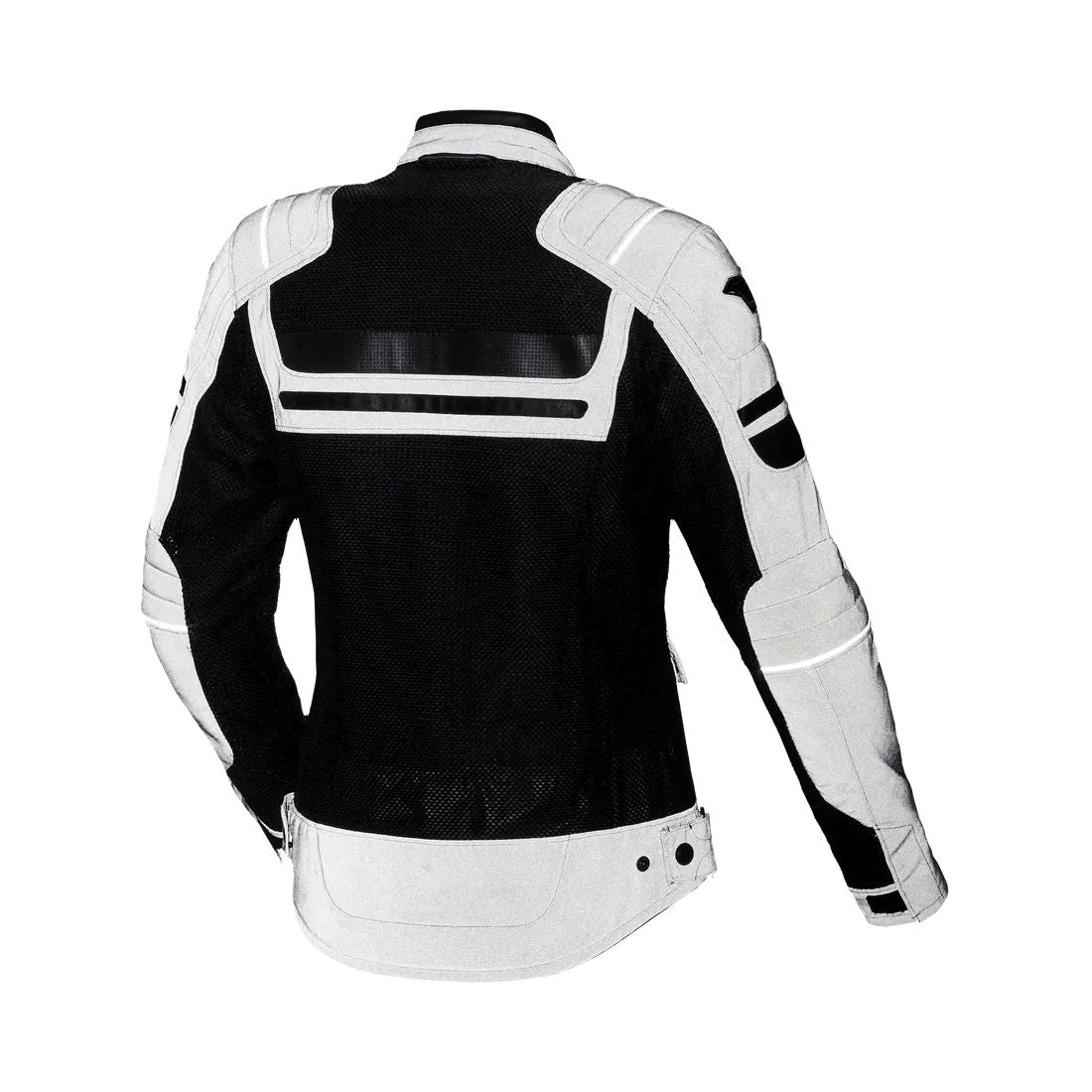motorcycle jacket macna fluent womens vents ventilation mesh ripstop nighteye black touring adventure adv back