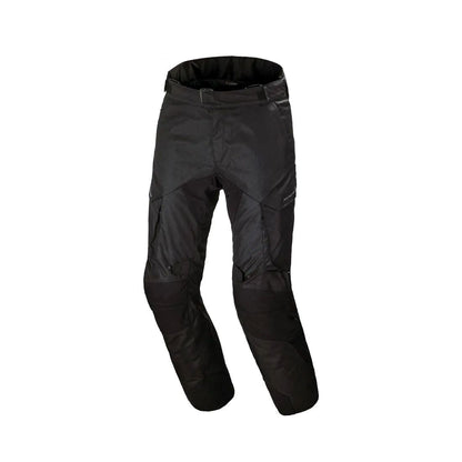 motorcycle pants macna forge waterproof raintex mesh heat shield waist lock black touring adventure adv front