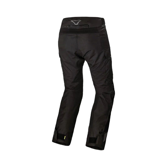 motorcycle pants macna forge waterproof raintex mesh heat shield waist lock black touring adventure adv back