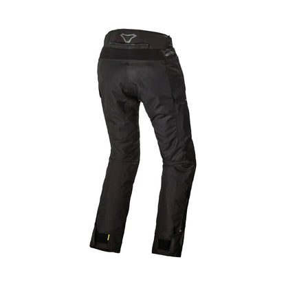motorcycle pants macna forge womens waterproof raintex mesh heat shield waist lock black touring adventure adv back