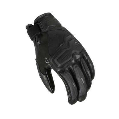 motorcycle gloves macna haros goat leather tpr knuckle palm finger thumb black touring adventure adv top
