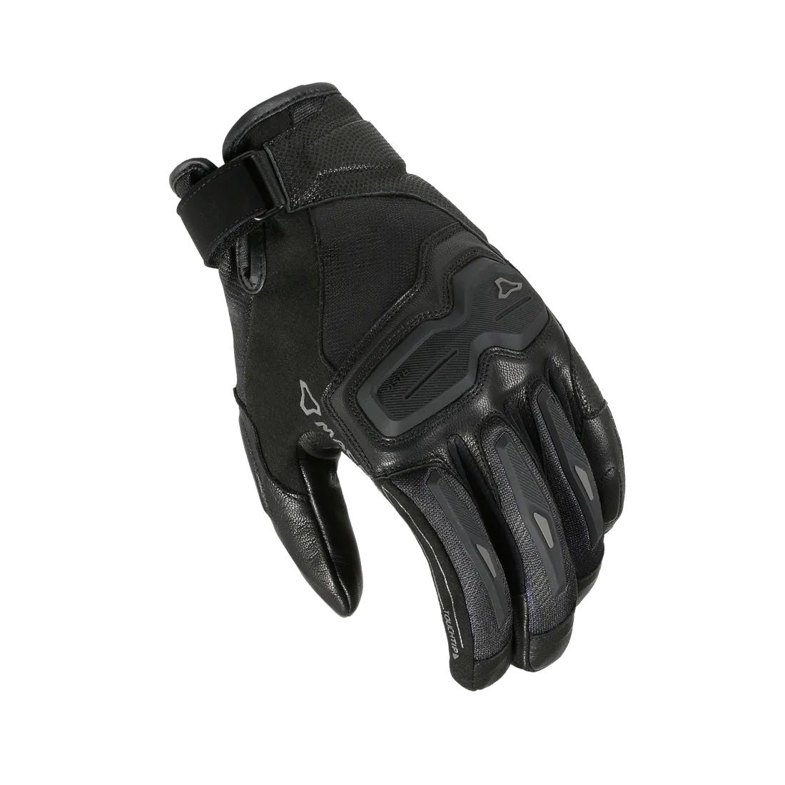 motorcycle gloves macna haros womens goat leather tpr knuckle palm finger thumb black touring adventure adv top