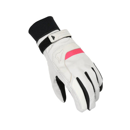 motorcycle gloves macna horizon womens waterproof thermos softshell leather light gray black touring adventure adv top