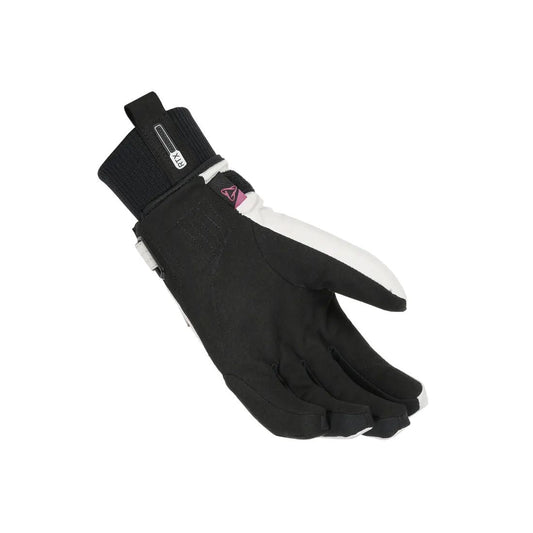 motorcycle gloves macna horizon womens waterproof thermos softshell leather light gray black touring adventure adv palm
