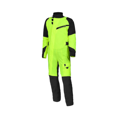 motorcycle rainwear macna hydra rain protection reflection laminated mesh neon yellow black touring adventure adv front
