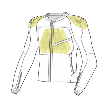 motorcycle jacket macna korus air burst vents ventilation mesh stretch black camo touring adventure adv front diagram
