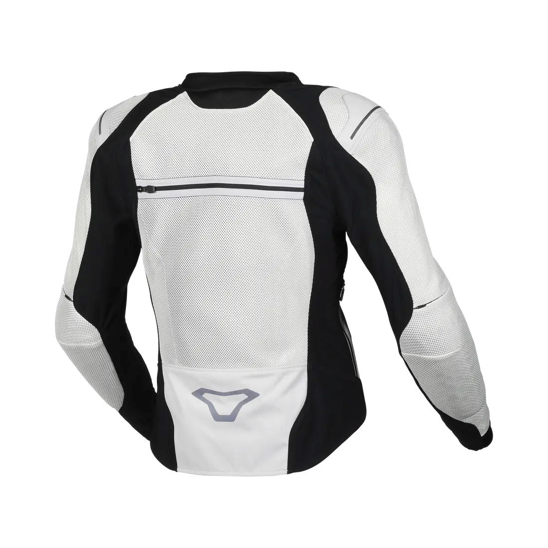 motorcycle jacket macna korus air burst vents ventilation mesh stretch black white touring adventure adv back
