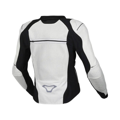 motorcycle jacket macna korus air burst vents ventilation mesh stretch black white touring adventure adv back