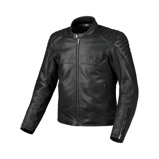 motorcycle jacket macna lance 2.0 l ventilation vents summer risc cow leather black touring adventure adv front