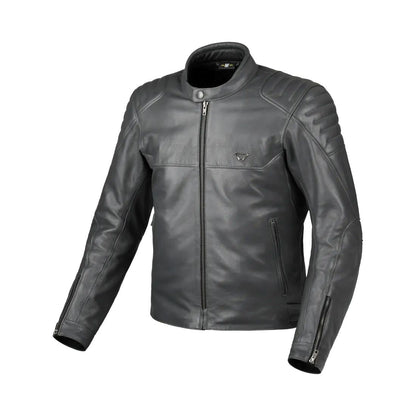 motorcycle jacket macna lance 2.0 l ventilation vents summer risc cow leather gray grey touring adventure adv front
