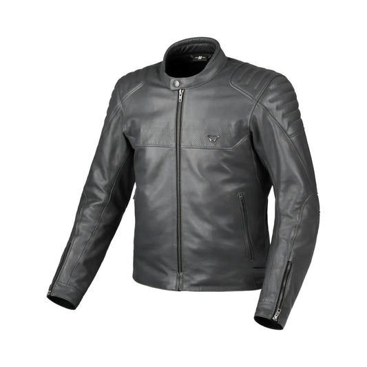 motorcycle jacket macna lance 2.0 l ventilation vents summer risc cow leather gray grey touring adventure adv front